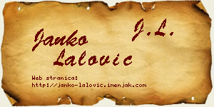 Janko Lalović vizit kartica